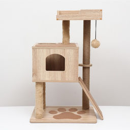 Комплекс для кошек с когтеточкой, с домиком, 58 х 54 х 87см, ЛДСП, цвет сонома - Пижон фото 2