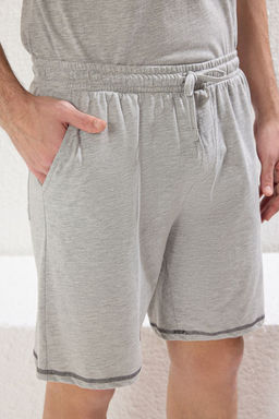 TRENDYOL MAN Gri Regular Fit Karyoka Dikisli Orme Sortlu Pijama Tak?m? TMNSS25PT00017 - Trendyolmilla фото 4