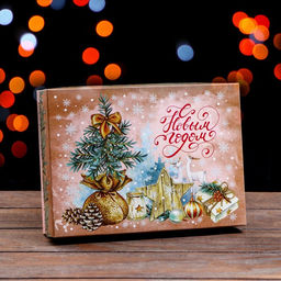 Подарочная коробка сборная Мешочек с елкой, 21 х 15 х 5,7 см