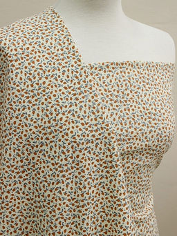 Теплый хлопок Россыпь бутончиков цв.терракотовый, ВИД2, ш.1.53м, хлопок-100%, 150гр/м.кв - Купава фото 2