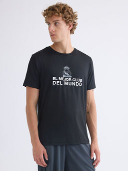 Bisiklet Yaka Real Madrid Bask?l? Erkek Taraftar Ti??rt