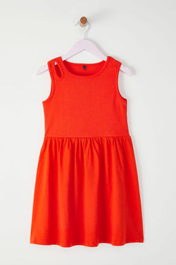 Mercan K?z Cocuk Pamuklu Basic Kolsuz Mini Bayraml?k Orme Elbise TKDSS25EL00061