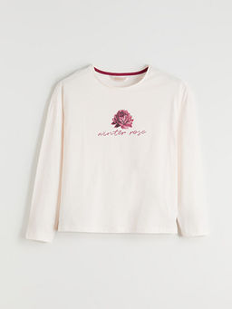 Bisiklet Yaka ?i?ekli Kad?n Pijama ?st?