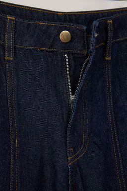 Ozel Koleksiyon Koyu Mavi Dikis Detayl? Yuksek Bel Wide Leg Jeans TWOAW26JE00002 - Trendyolmilla фото 8