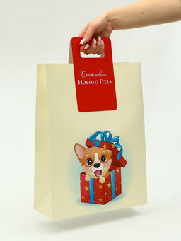 Цена за 12 шт. Пакет подарочный новогодний с вырубной ручкой Лучший подарок 30?40?12 см - UPAK LAND фото 2