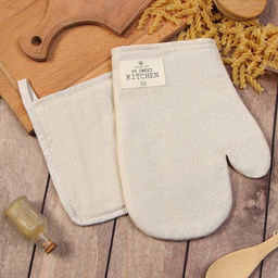 Набор кухонный Этель ECO, цвет молочный: варежка 20×28 см, прихватка 19×19 см, 70% хл, 30% лён, вати