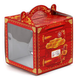 Цена за 5 шт. Коробка кондитерская с окном, сундук, «Новогодняя почта», 20×20×20 см,