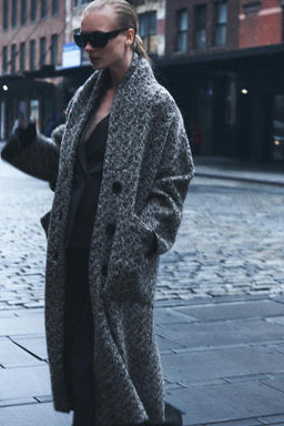 WRAP COLLAR KNIT COAT