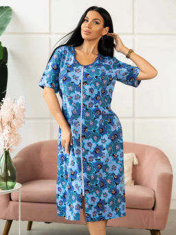 Халат женский, цвет синий голубой