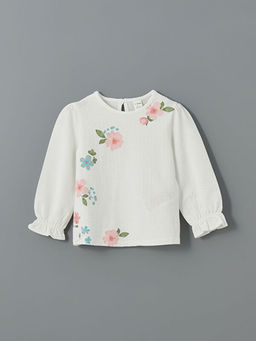 Bisiklet Yaka ?i?ekli K?z ?ocuk Ti??rt