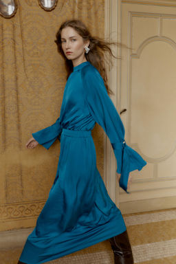 SATIN MIDI DRESS WITH BOWS - Zara фото 4