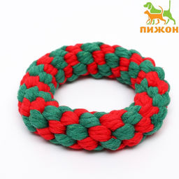 Игрушка канатная Новогоднее кольцо, до 12 см, до 85 г, зелёная/красная