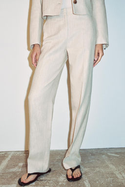 PANTAL?N RECTO TEJIDO R?STICO / Beige claro - Zara фото 4