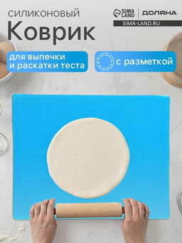 Коврик для выпечки и раскатки теста с разметкой Доляна Буссен, силикон, 49?39 см, МИКС