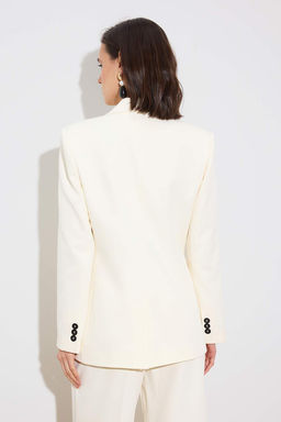 Limited Edition K?r?k Beyaz Fitted/Vucuda Oturan Dokuma Blazer Ceket TWOSS26BC00021