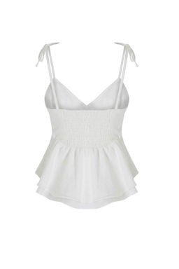 Beyaz Ask?lar? Baglama Detayl? S?rt? Gipeli Dokuma Bluz TWOSS26BZ00413