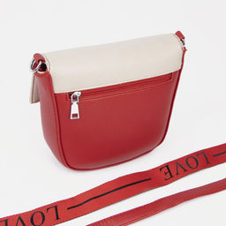 Сумка-мессенджер на магните, длинный ремень, цвет красный/бежевый - Simaland фото 2