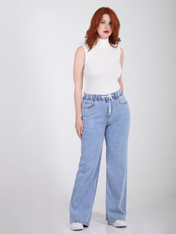 Джинсы больших размеров женские на резинке лето - Almond фото 2