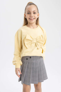 Толстый свитшот с узором в виде бантика для девочек - Defacto фото 5