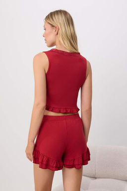 Bordo Dantel Detayl_ F_rf_rl_ Viskon _rme Pijama Tak_m_ THMSS26PT00269 - Trendyolmilla фото 4