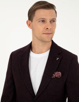 Бордово-красная приталенная куртка из смесовой шерсти - Cacharel фото 3