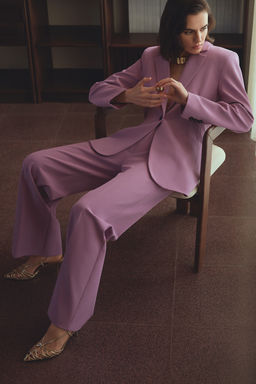 Limited Edition Lila Fitted/Vucuda Oturan Kal?p Astarl? Vatkal? Dokuma Blazer Ceket TWOSS26BC00021