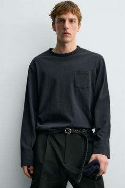CAMISETA MANGA LARGA BOLSILLO AARON LEVINE X ZARA / Marino фото 5