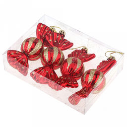Елочная игрушка фигурка "Конфета" h11,5см, пластик, красный, набор 4шт (Россия)