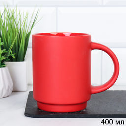 Кружка 400 мл Штабелируемая Красная / Q-244 /уп 48/ ПРОМО АКЦИЯ