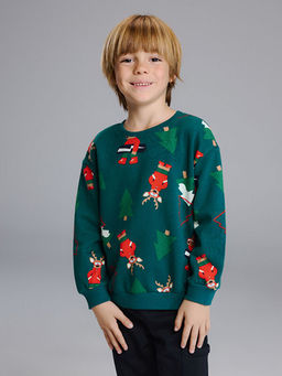 Y?lba?? Temal? Erkek ?ocuk Kal?n Sweatshirt