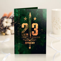 Открытка 4 шоколадки 23 февраля - лучшему (тёмный камуфляж)