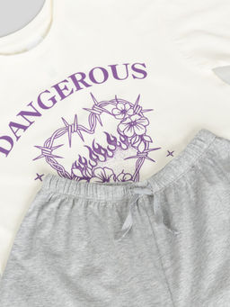 ACOOLA / Набор для девочек ((1)футболка и (2)брюки) Cinnamon белый  фото 4