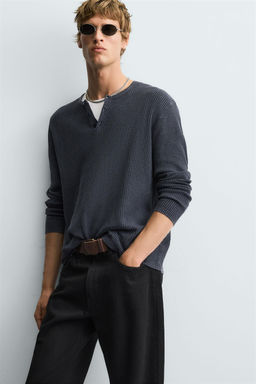 WASHED BUTTON-NECK SWEATER - Zara фото 6