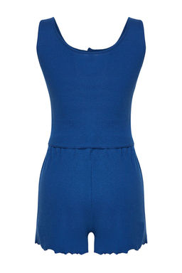 Trendyolmilla Ind?go Dugme Detayl? Fitilli Sortlu Orme Pijama Tak?m? THMSS23PT00179 фото 7