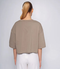 Футболка #ОКТ095009, бежево-серый