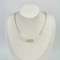 Колье на цепочке из Берилла микс и Жемчуга