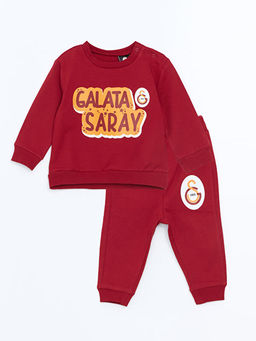 Bisiklet Yaka Galatasaray Bask?l? Erkek Bebek Sweatshirt ve E?ofman Alt 2li Tak?m