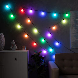 Умная гирлянда Нить 6 м с насадками Шарики, IP20, тёмная нить, 20 LED, свечение RGB, USB - Luazon lighting фото 3