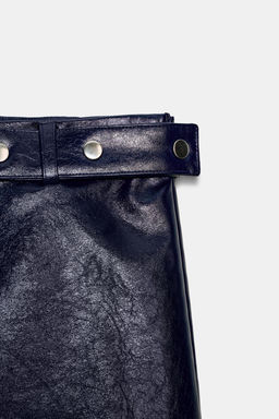 LOW-RISE FAUX LEATHER MINI SKIRT WITH STUDS - Zara фото 8