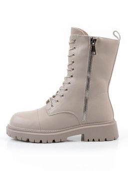 04-PAX83-2Z GRAY/BEIGE Ботинки зимние женские (натуральная кожа, 100% шерсть)