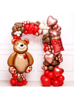Цена за 2 шт.Воздушный шар фольгированный 33" Мишка с сердцем