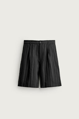 BERMUDA RELAXED FIT PLIEGUES RAYAS / Negro - Zara фото 7
