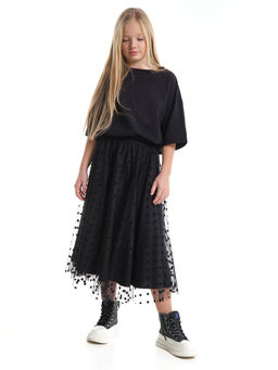 Юбка пачка длинная из фатина 22-7608 черный/зол. звезды - Mini maxi фото 50