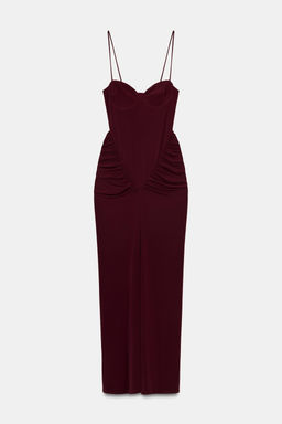 VESTIDO CORSETERO DRAPEADO / Burgundy - Zara фото 8