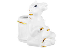 Вазочка для зубочисток 7,5*4,5*7 см Лошадь белая с золотом, фарфор - Elan gallery фото 5