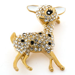 Брошь Олененок в стразах TV7671 золото