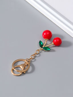 Цена за 2 шт. Брелок для ключей на кольце с карабином «Вишенки с листьями», 9×4×1.7 см