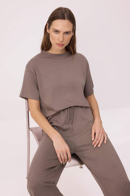 Vizon K?sa Kol Bisiklet Yaka Relaxed/Rahat Kal?p Esnek Orme Alt - Ust Tak?m TWOAW26AU00084