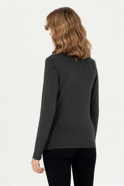 U. S. Polo Assn Женский базовый свитер антрацитового цвета с v-образным вырезом - U.s. polo assn фото 5