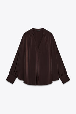 SATIN BLOUSE WITH CAPE SLEEVES - Zara фото 6